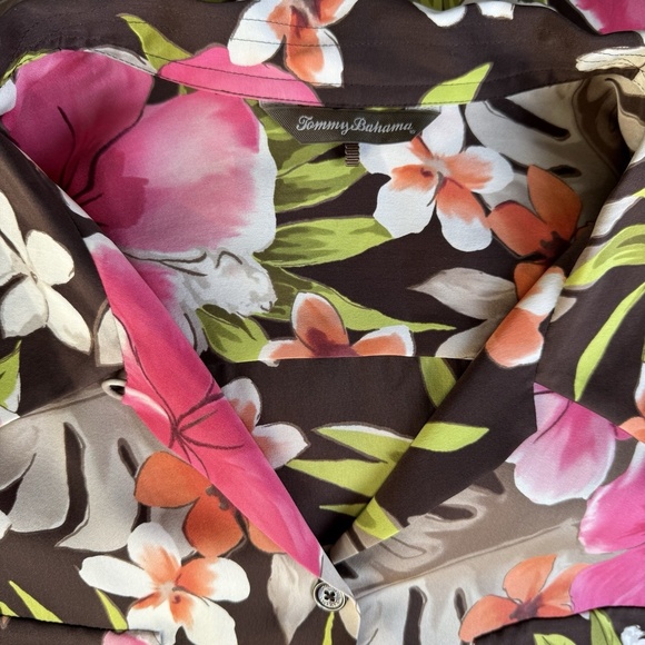Tommy Bahama Floral Hawaiian Silk Camp Shirt Multicolor Women's Size L - Picture 4 of 4